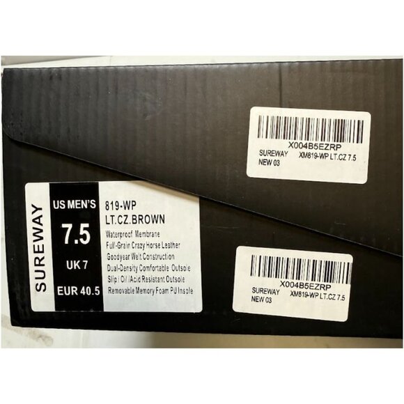 Sureway Mens Moc Toe Waterproof Work Boots Light Brown Size 7.5 NEW main image 7